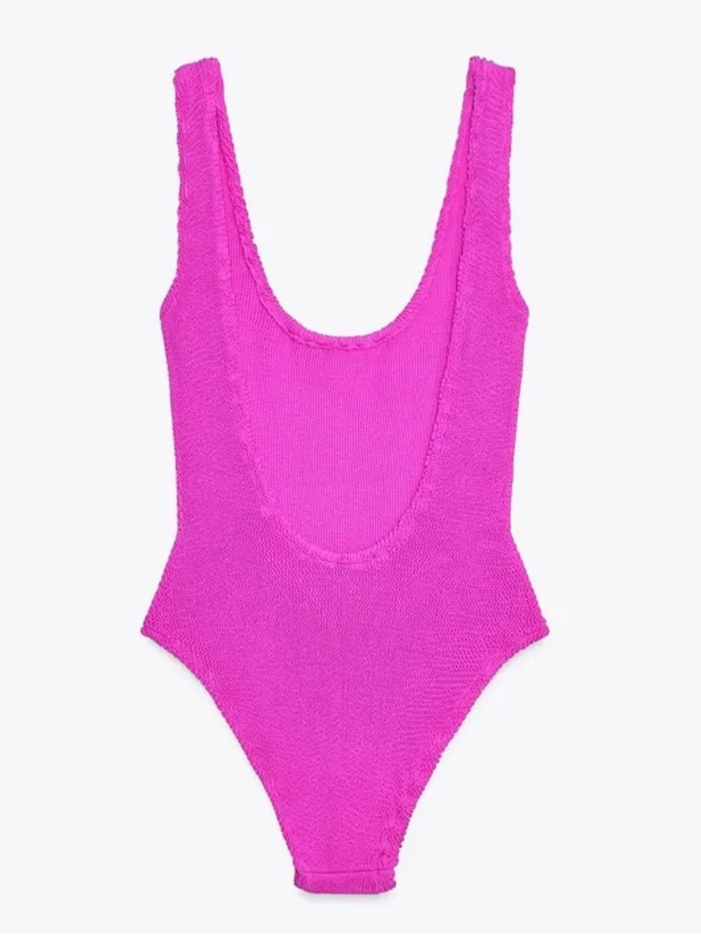 Zara Textured Swimsuit Fuchsia Round Neckline Wide Straps Size Medium NWT - Picture 5 of 12